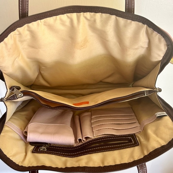 Latico Leather Laptop Bag Tote Pale Pink Brown Trim, Near New Condition - Picture 9 of 9